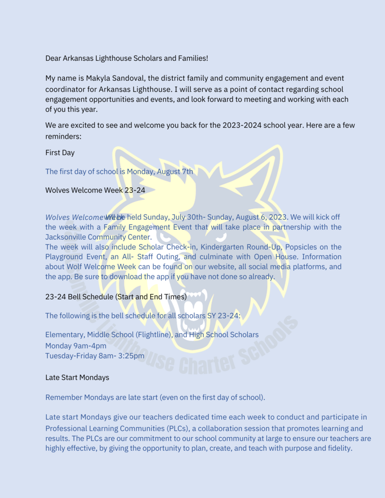 Welcome Letter 2023